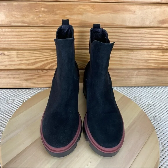 Antonio de Faria Boots Women's 9 US Black Suede Leather Chelsea Platform Chunky - Picture 3 of 11